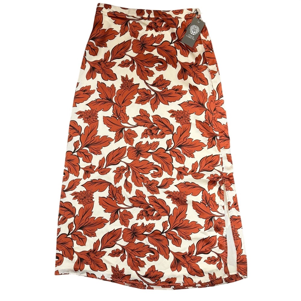 Vince Camuto Womens Twinkle & Glow Floral Maxi Skirt Peach Whip Rust Size 2 NWT